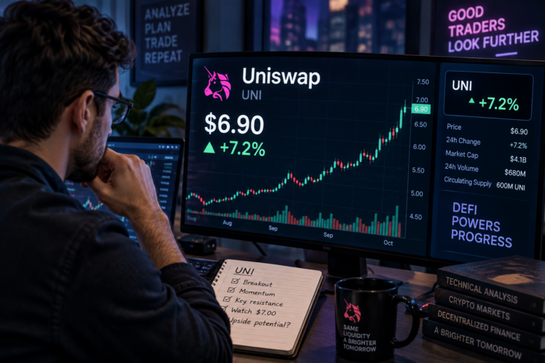 Crypto price predictions: Doppler Finance (XDP), Uniswap (UNI), Pepe Coin Analyst checking Uniswap price