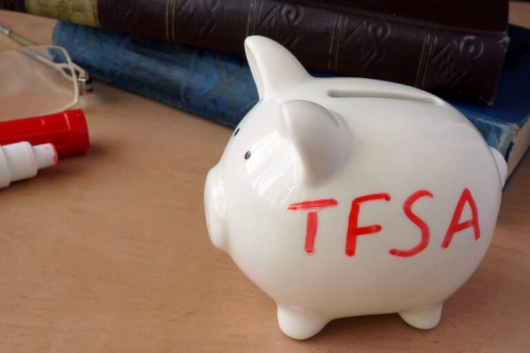 How Big Does Your TFSA Need to Be to Pay $1,000 a Month? Piggy bank with word TFSA for tax-free savings accounts.