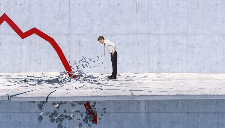 This Undervalued Dividend Stock Yields 4.3% and Keeps Growing a person watches a downward arrow crash through the floor